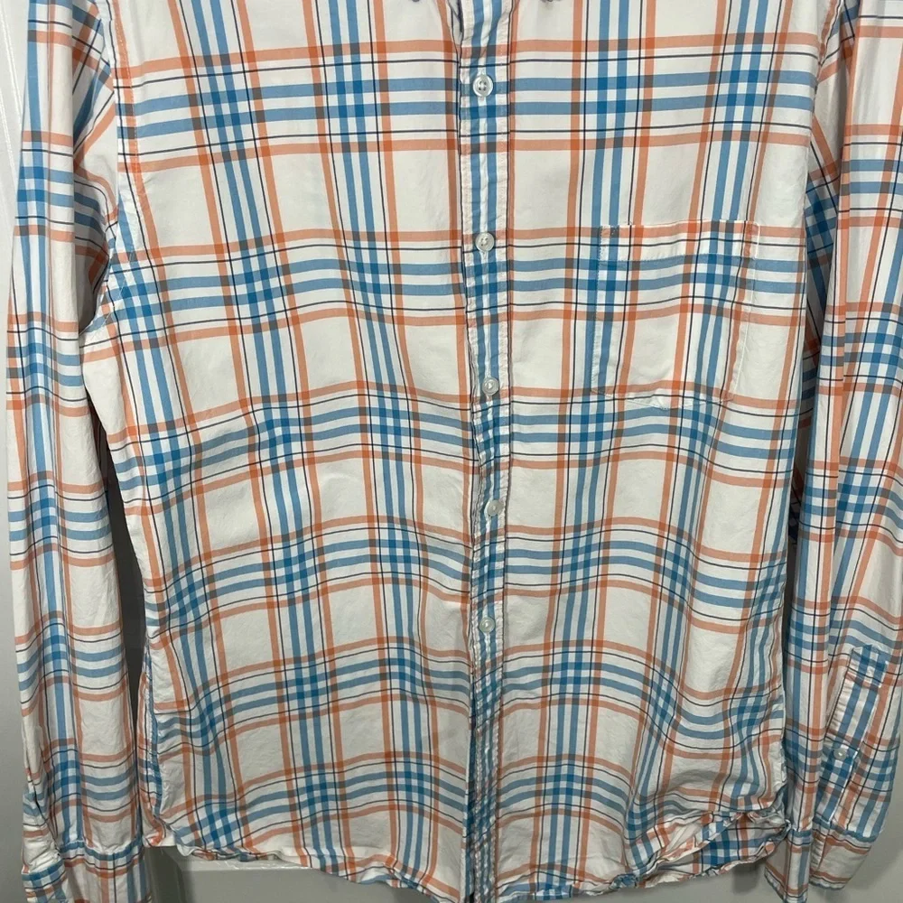 J. Crew Men's Casual Plaid Shirt in Blue and Orange Size Large CB-